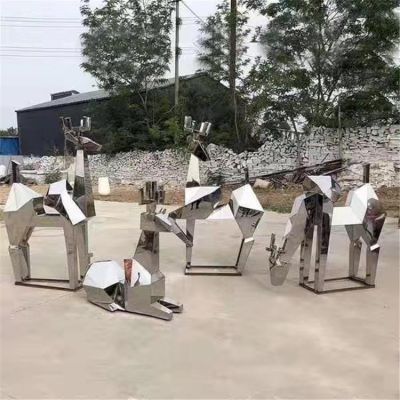 几何块面不锈钢抽象小鹿