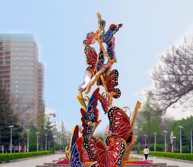 景区玻璃钢立体彩绘蝴蝶博鱼网页版