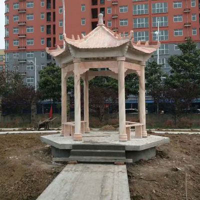 学院广场摆放大理石凉亭休闲座椅博鱼网页版
