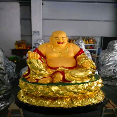 玻璃钢彩绘大型仿真人物景观弥勒佛博鱼网页版