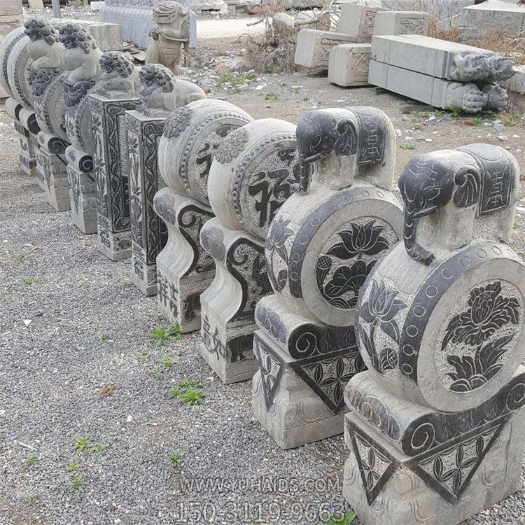 青石大象石门墩黑色博鱼网页版