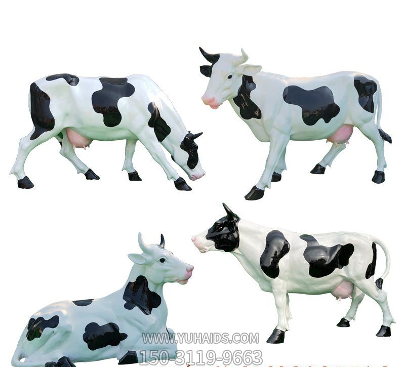 广场四只玻璃钢奶牛博鱼网页版