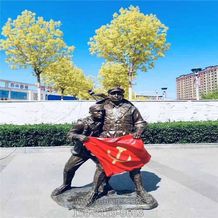 八路军人物博鱼网页版玻璃钢仿铜户外园林摆件