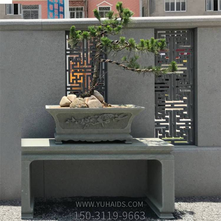 青石雕刻中式盆景画家台 庭院室外摆件博鱼网页版