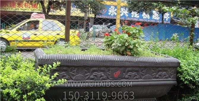 庭园街道创意仿古青石浮雕花盆博鱼网页版