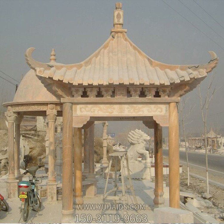 大理石雕刻古建筑小区花园摆放休闲下棋乘凉石亭博鱼网页版