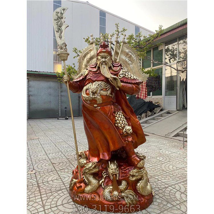 铜雕寺庙大型九龙拿刀的关公博鱼网页版
