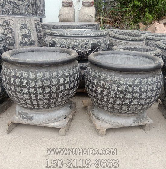 青石石雕户外园林浮雕编织鱼缸博鱼网页版