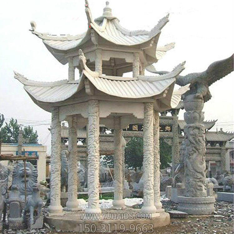 户外公园景区大理石石雕双层凉亭博鱼网页版