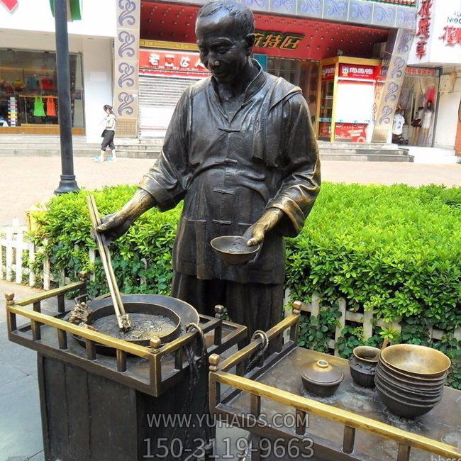景区街道卖小吃的玻璃钢仿铜人物博鱼网页版