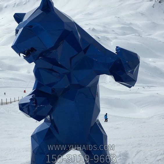 公园商场滑雪场摆放蓝色几何创意玻璃钢熊猫博鱼网页版