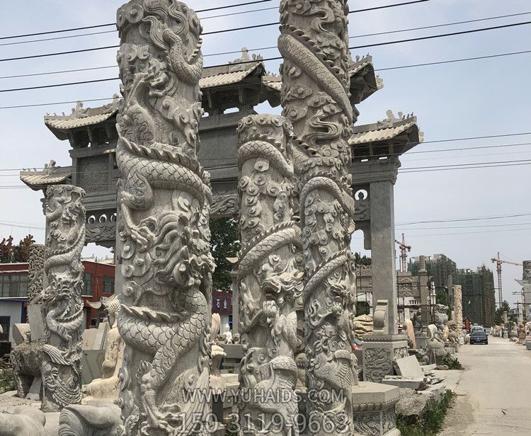寺院景观摆放石雕龙柱摆件博鱼网页版
