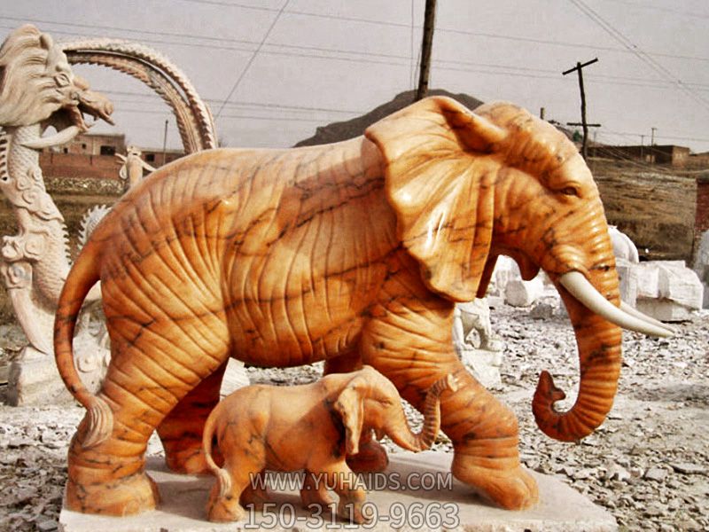 户外景区石雕喷金烤漆母子象博鱼网页版