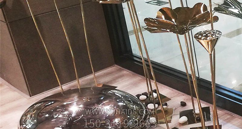 室内花园不锈钢装饰品莲花莲蓬鹅卵石博鱼网页版
