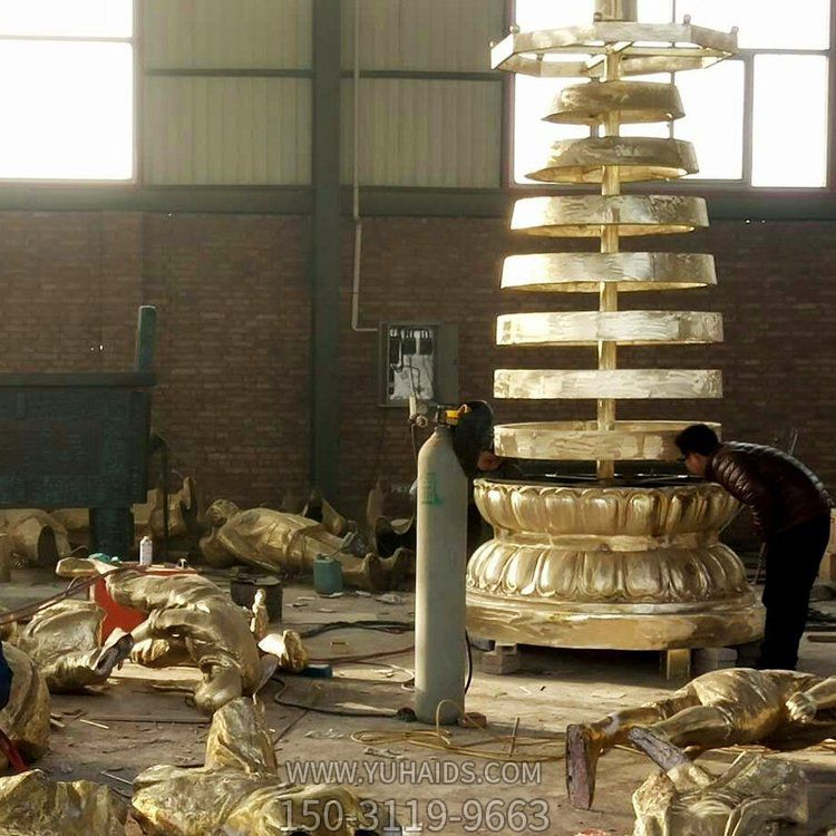 宗教寺庙创意不锈钢莲花台景观博鱼网页版摆件