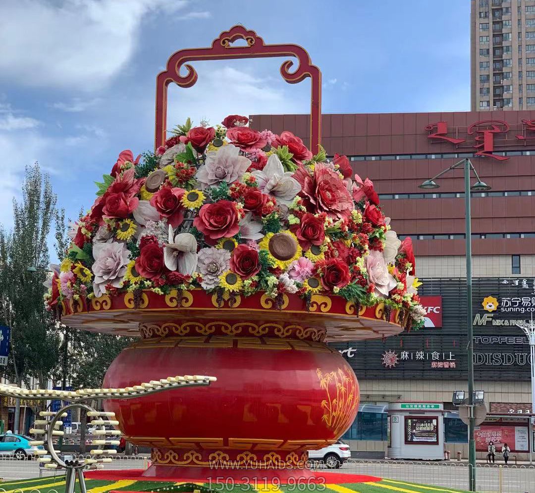 市政广场大型玻璃钢景观花篮博鱼网页版