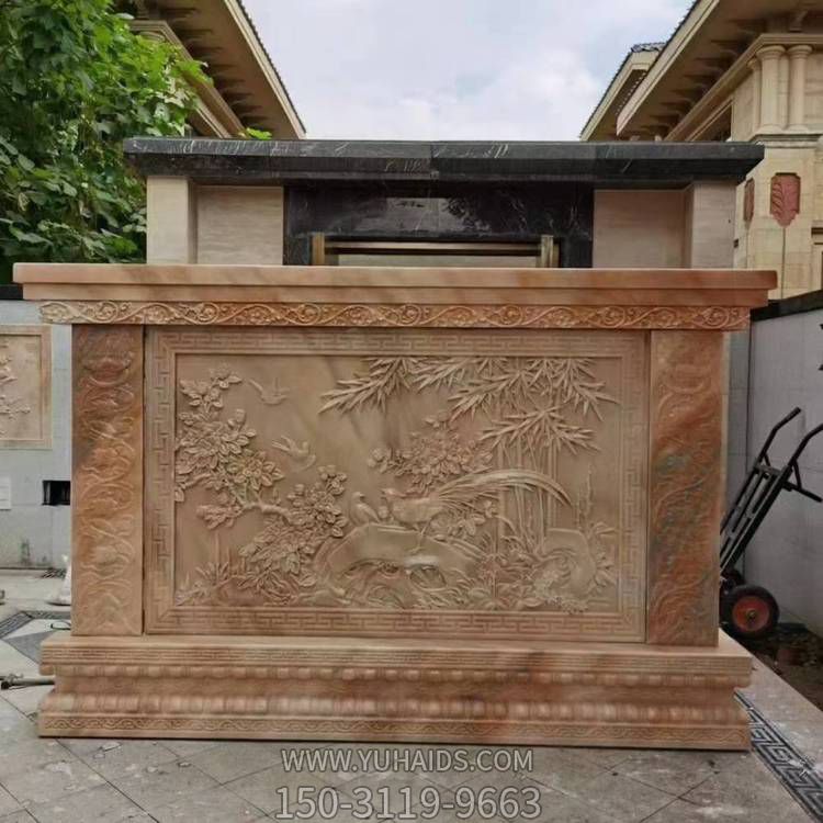 晚霞红大理石浮雕景观屏风影壁博鱼网页版