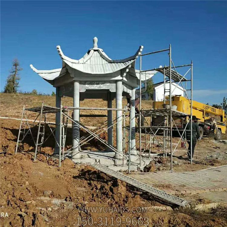 公园户外草坪摆放汉白玉仿古建筑凉亭博鱼网页版