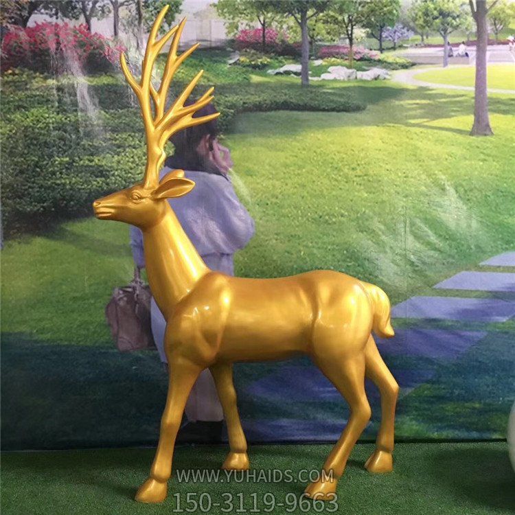 玻璃钢喷漆园林景观梅花鹿博鱼网页版