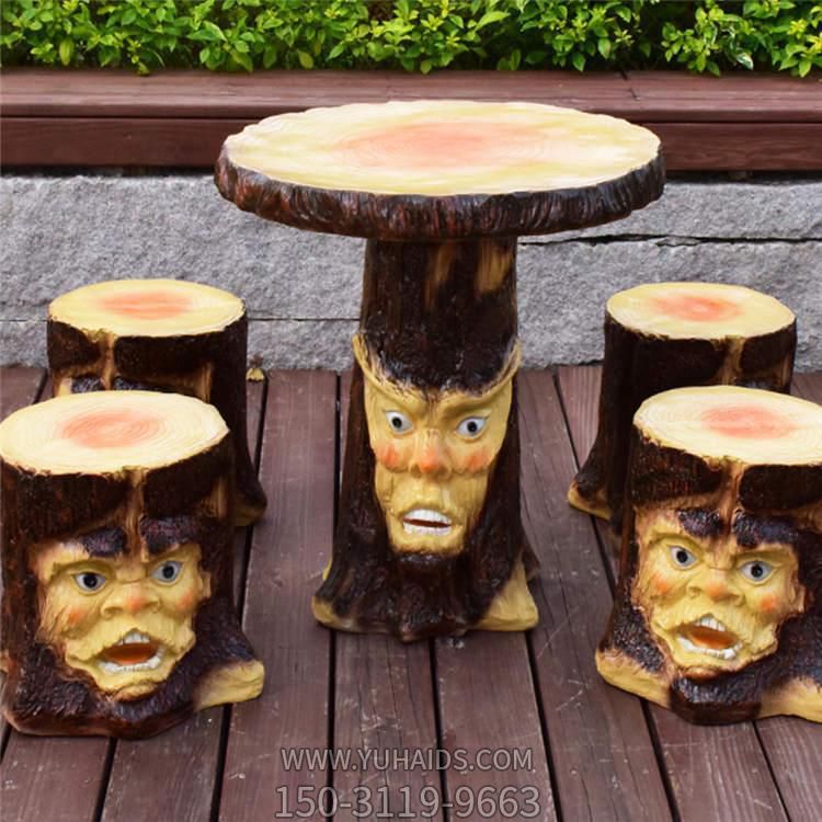 儿童乐园摆放玻璃钢创意树桩圆桌圆凳博鱼网页版