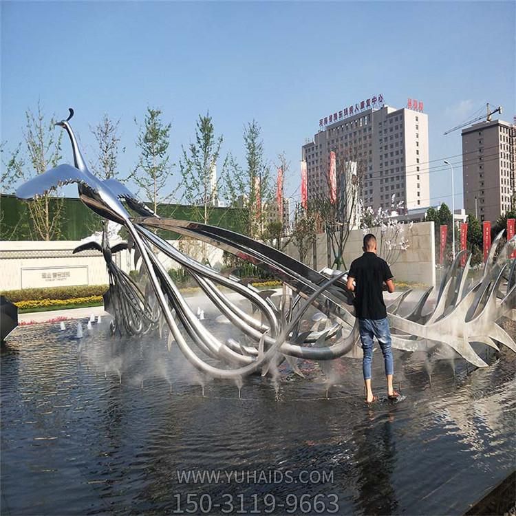 不锈钢户外广场大型抽象景观水景喷泉创意凤凰博鱼网页版