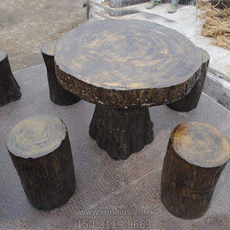 公园户外摆放玻璃钢仿树木圆桌圆柱凳子博鱼网页版