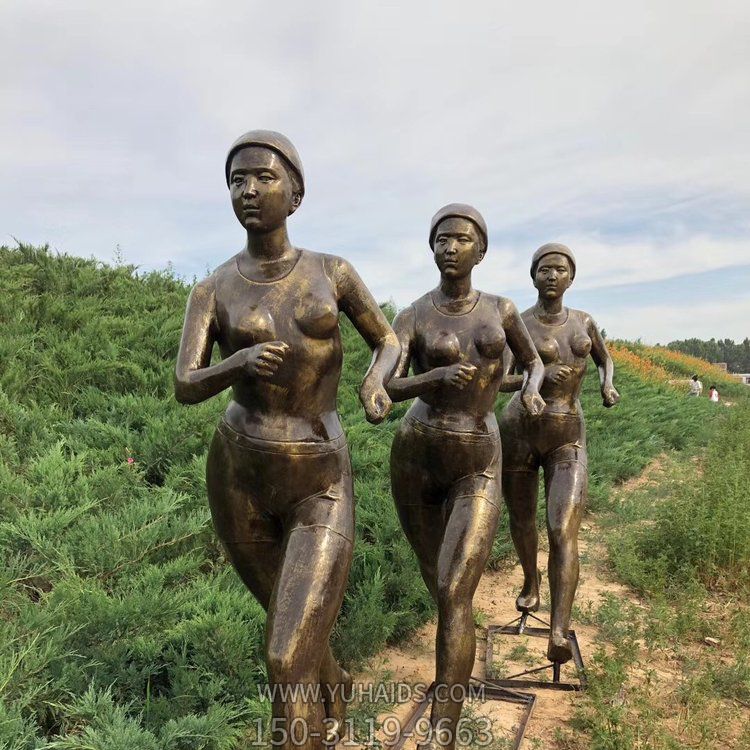 玻璃钢仿铜户外园林跑步的人物景观摆件博鱼网页版