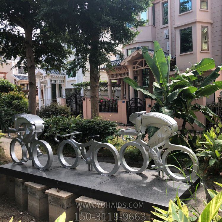 城市景观 脚踩共享联动单车装置 骑行人力自行车不锈钢动态博鱼网页版