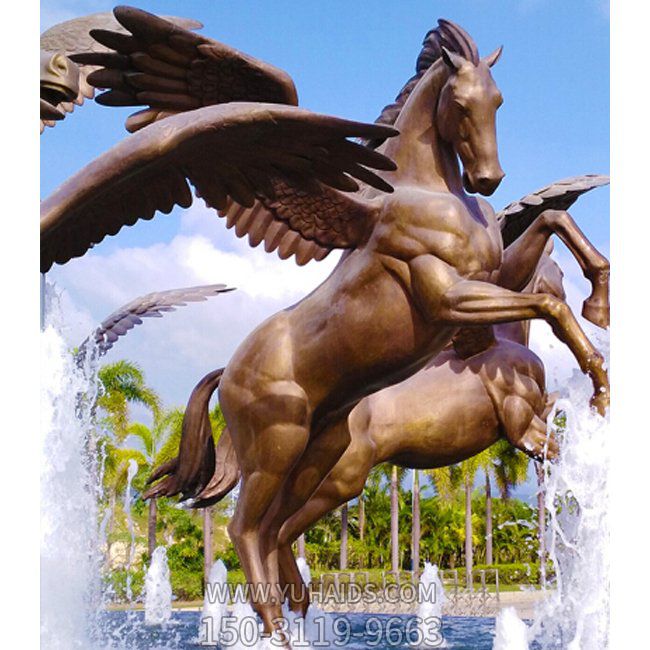 玻璃钢仿铜广场喷泉创意飞马博鱼网页版