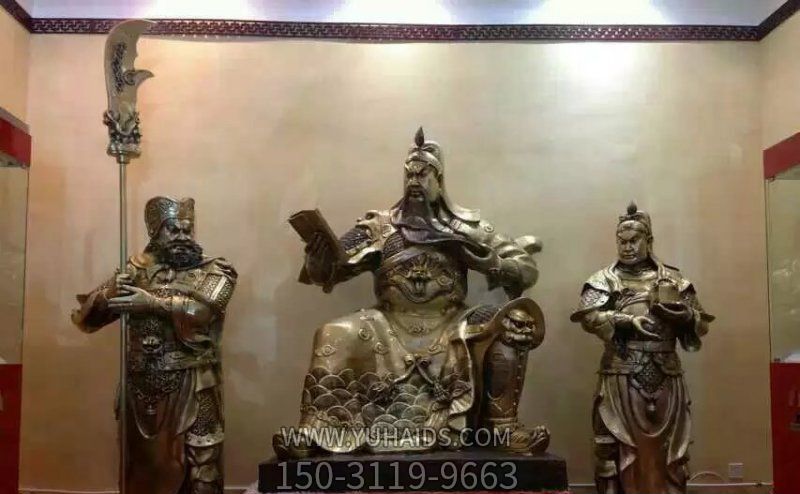 不锈钢仿铜景点大型看书的关公博鱼网页版