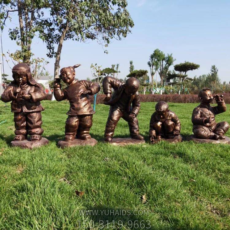 玻璃钢仿铜童趣儿童小品公园草地摆件博鱼网页版