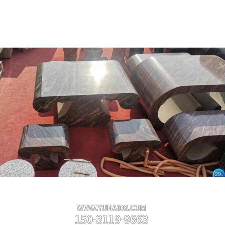 大理石花纹创意石桌石凳摆件博鱼网页版