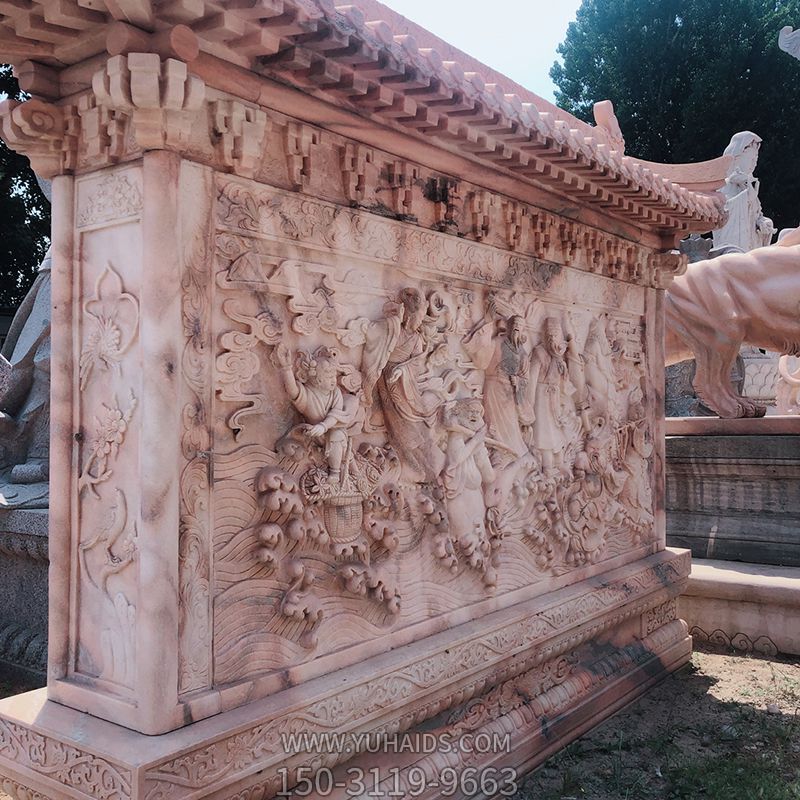 晚霞红石雕影壁墙别墅庭院八仙过海照壁博鱼网页版