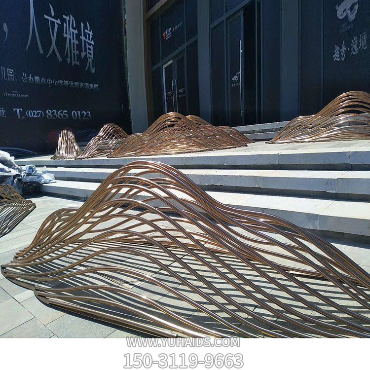 不锈钢条纹假山景观博鱼网页版房产楼盘水景博鱼网页版