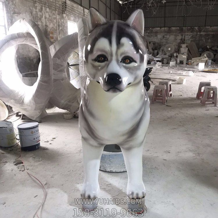 景区景点玻璃钢仿真雪橇狗摆件博鱼网页版