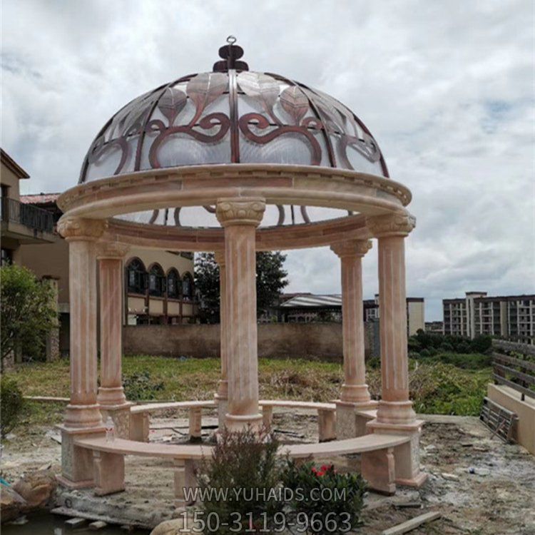 晚霞红石雕户外园林大型欧式凉亭博鱼网页版