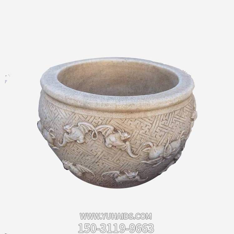 庭院大理石石雕圆形石缸博鱼网页版