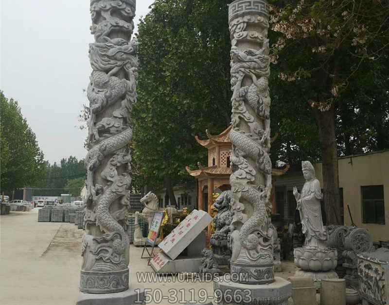 寺庙门前装饰石雕龙柱雕刻博鱼网页版