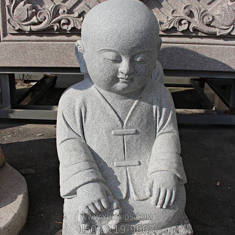大理石石雕户外园林景区寺庙拿佛珠的小沙弥博鱼网页版