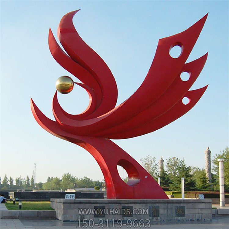 广场大型不锈钢抽象凤凰景观摆件博鱼网页版