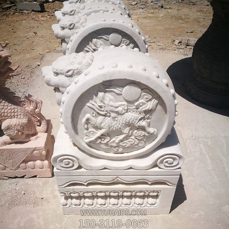 酒店公司门口摆放汉白玉抱鼓石门墩门口装饰工艺博鱼网页版