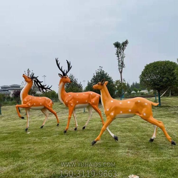 玻璃钢仿铜园林户外绿地梅花鹿博鱼网页版