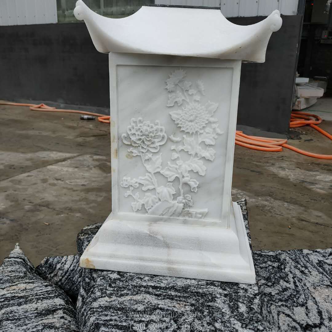 广场石灯雕刻仿古汉白玉浮雕菊花日式石灯博鱼网页版