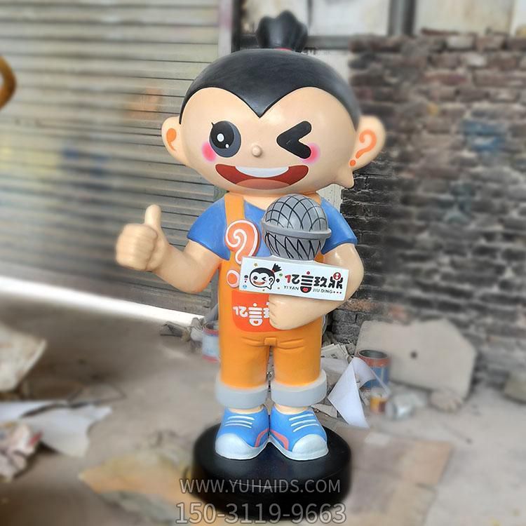 饭店奶茶店玻璃钢创意卡通人物博鱼网页版摆件