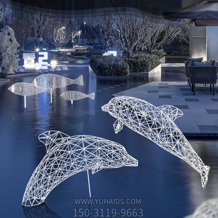 不锈钢镂空海洋动物 户外酒店门口 铁艺镜面镂空鱼群博鱼网页版