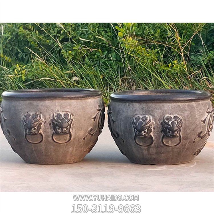 青石做旧圆形水缸庭院养鱼荷花盆博鱼网页版