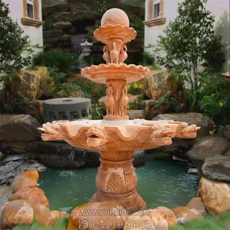 户外大型草白玉石雕喷泉设计 校园广场园林装饰摆件风水球博鱼网页版