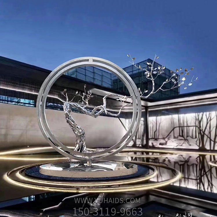 不锈钢创意户外水景圆环树枝博鱼网页版