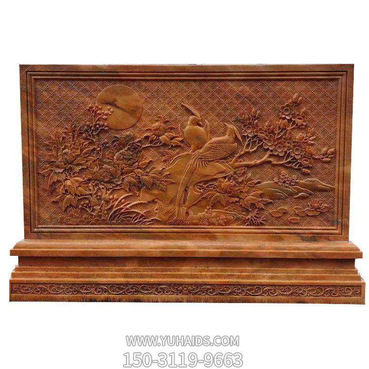 四合院玄关入口摆放晚霞红浮雕壁影画博鱼网页版