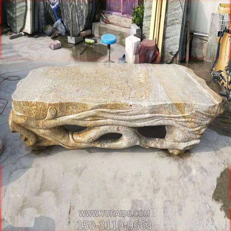 庭院摆放天然花岗岩雕刻异形石桌博鱼网页版
